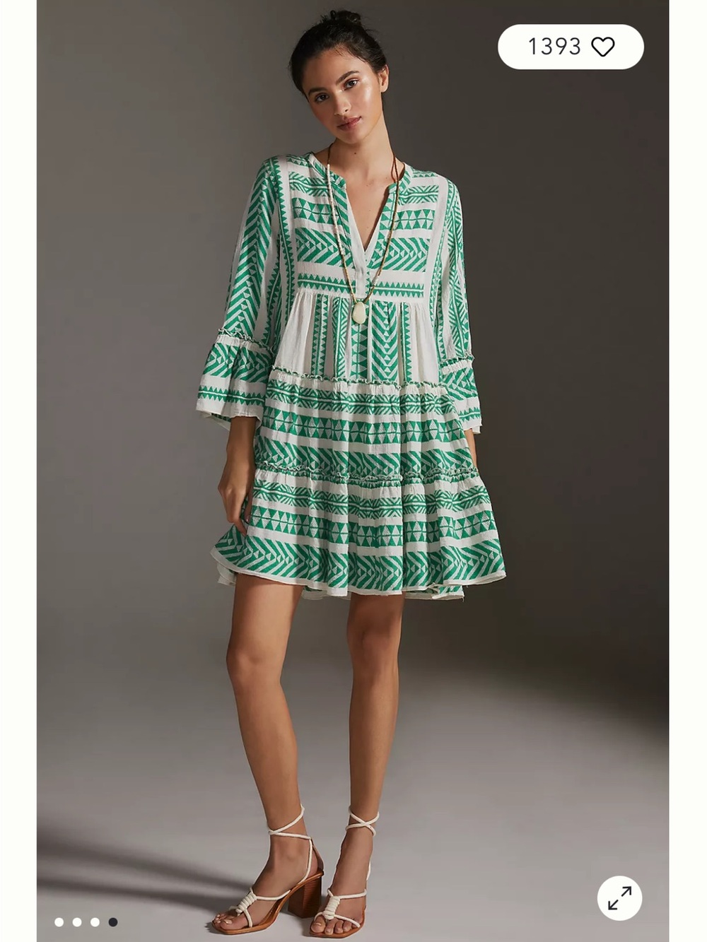 Devotion Twins Anthropologie Embroidered Ella Tiered Tunic Dress 100% Cotton XS